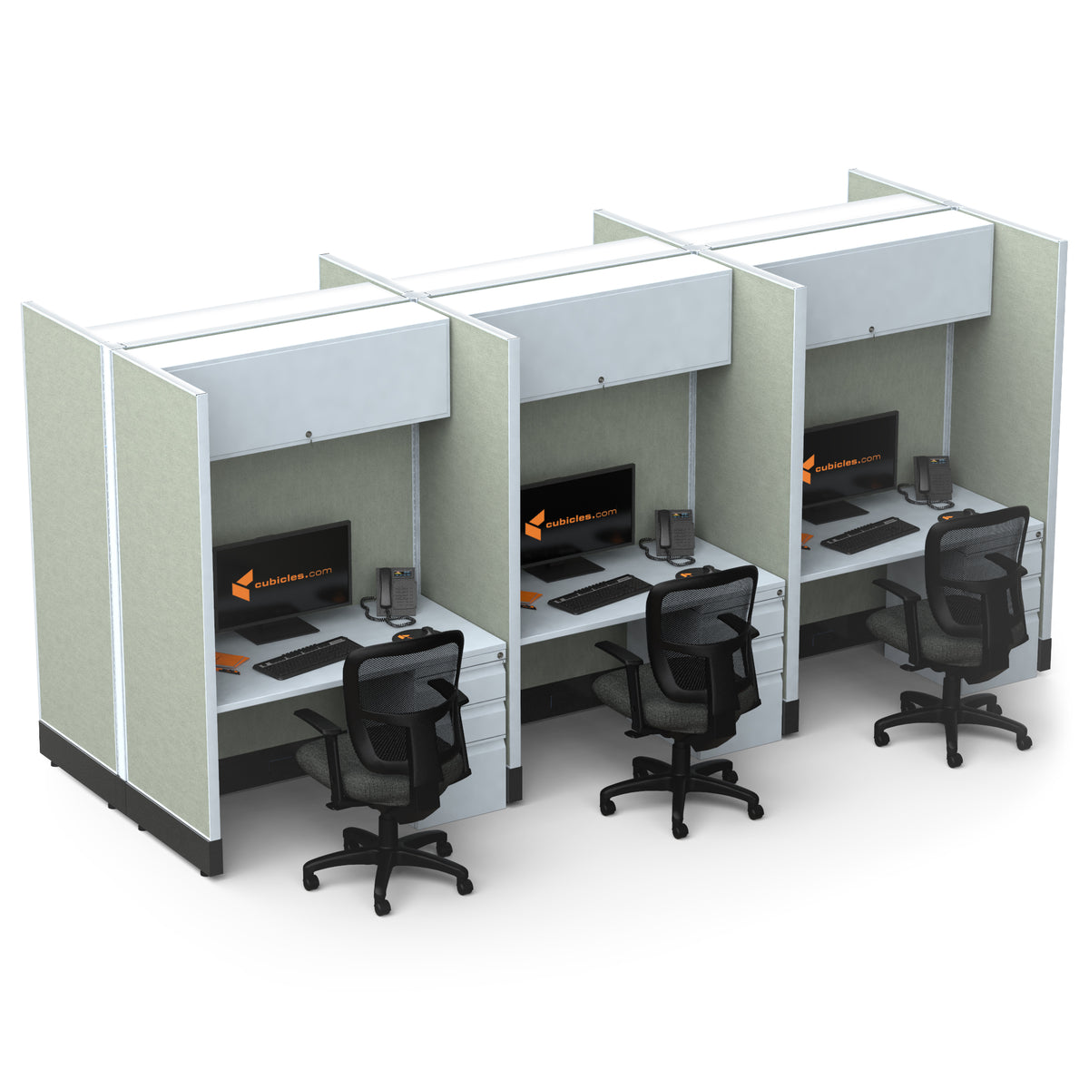 Call Center Cubicles 67H 6-Pack Cluster Powered