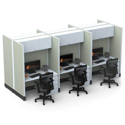Call Center Cubicles 67H 6-Pack Cluster Powered