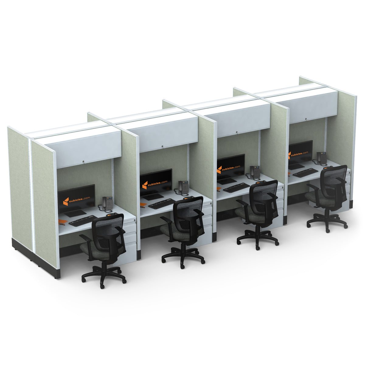 Call Center Cubicles 67H 8-Pack Cluster Powered
