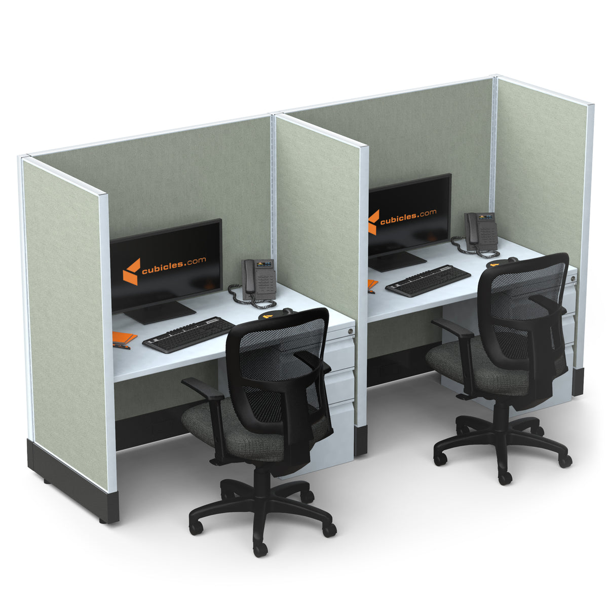 Call Center Cubicles 53H 2-Pack In-Line Powered
