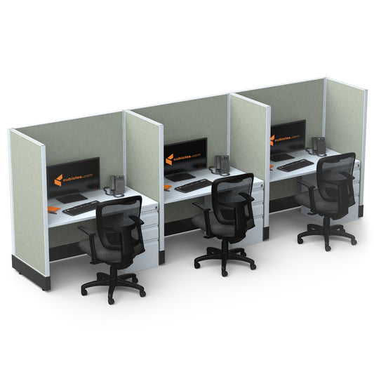 Call Center Cubicles 53H 3-Pack In-Line Powered