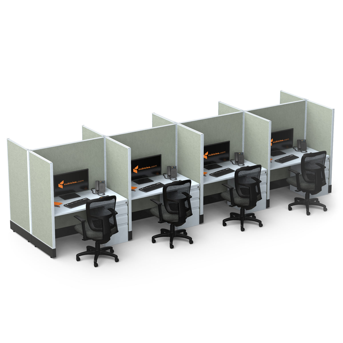 Call Center Cubicles 53H 8-Pack Cluster Powered