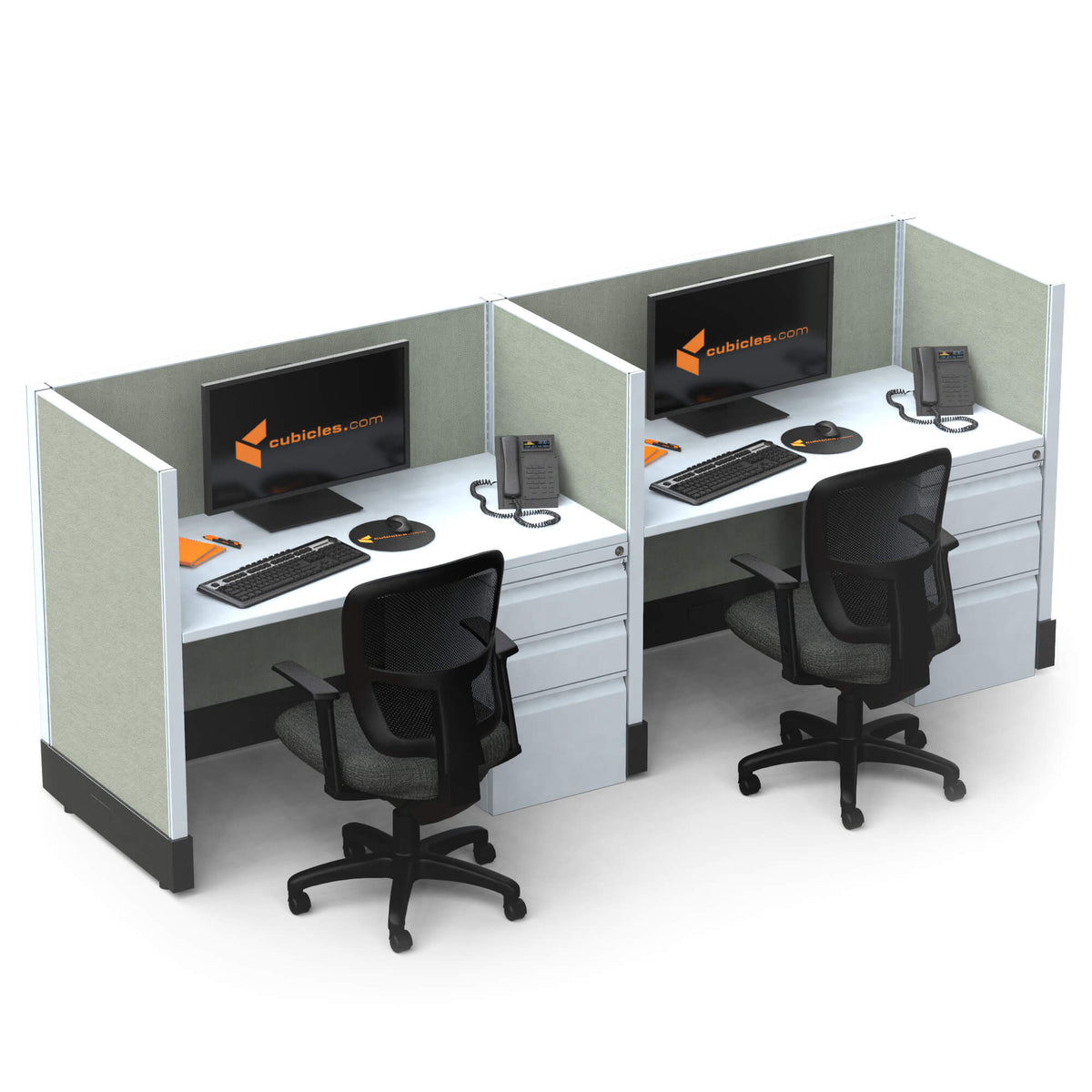 Call Center Cubicles 39H 2-Pack In-Line Non-Powered