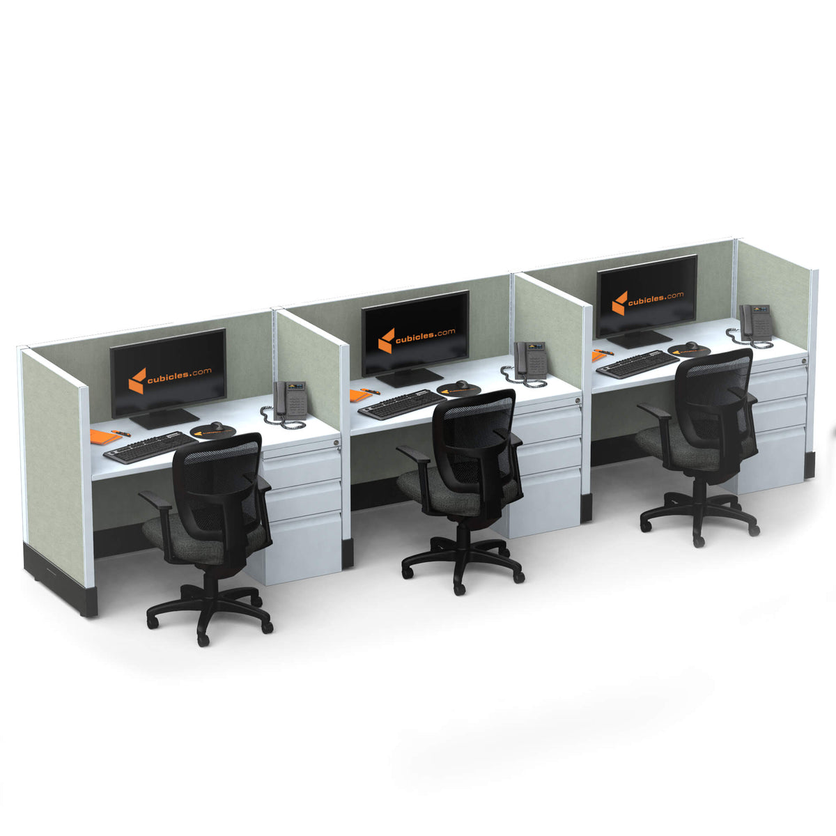 Call Center Cubicles 39H 3-Pack In-Line Non-Powered