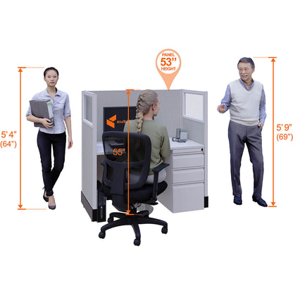 Call Center Cubicles With Glass 53H 2-Pack In-Line Powered