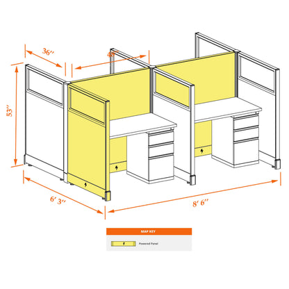 Call Center Cubicles With Glass 53H 4-Pack Cluster Powered