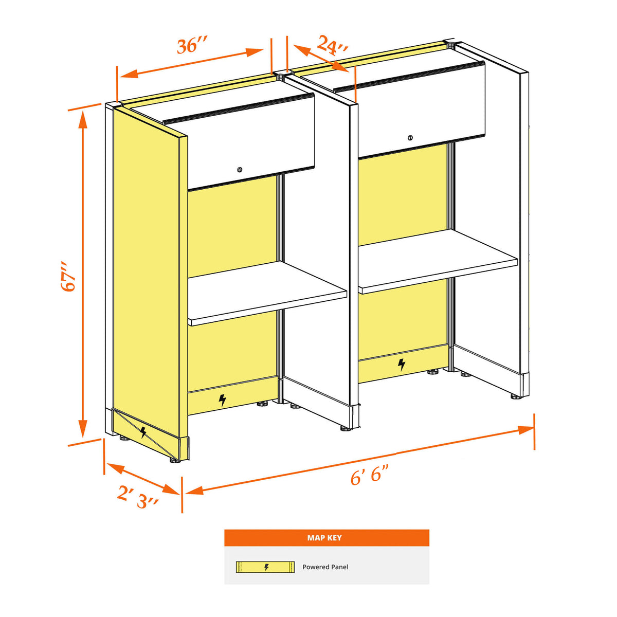 Call Center Cubicles 67H 2-Pack In-line Powered