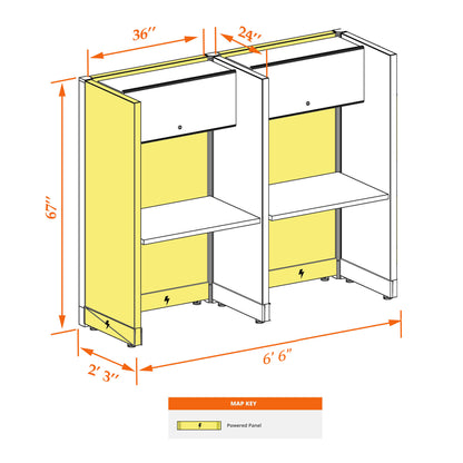 Call Center Cubicles 67H 2-Pack In-line Powered