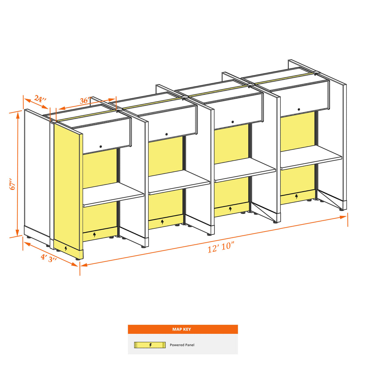 Call Center Cubicles 67H 8-Pack Cluster Powered