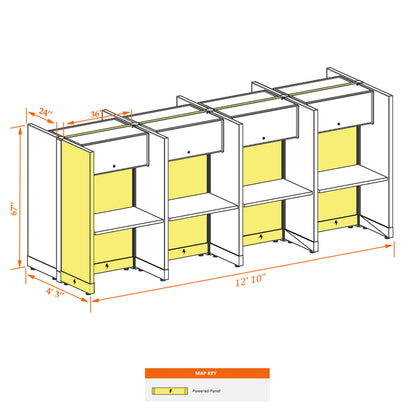 Call Center Cubicles 67H 8-Pack Cluster Powered