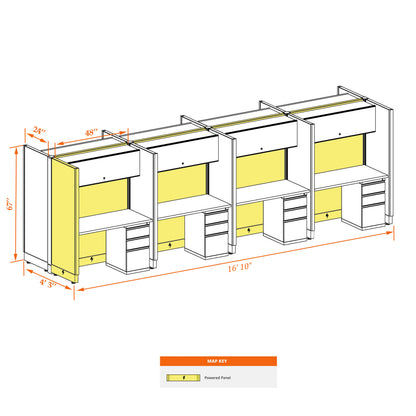 Call Center Cubicles 67H 8-Pack Cluster Powered
