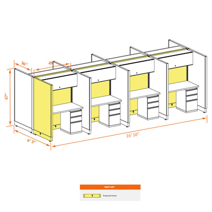 Call Center Cubicles 67H 8-Pack Cluster Powered