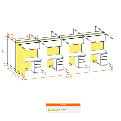 Call Center Cubicles 67H 8-Pack Cluster Powered