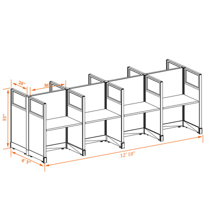 Call Center Cubilces With Glass 53H 8-Pack Cluster Non-Powered