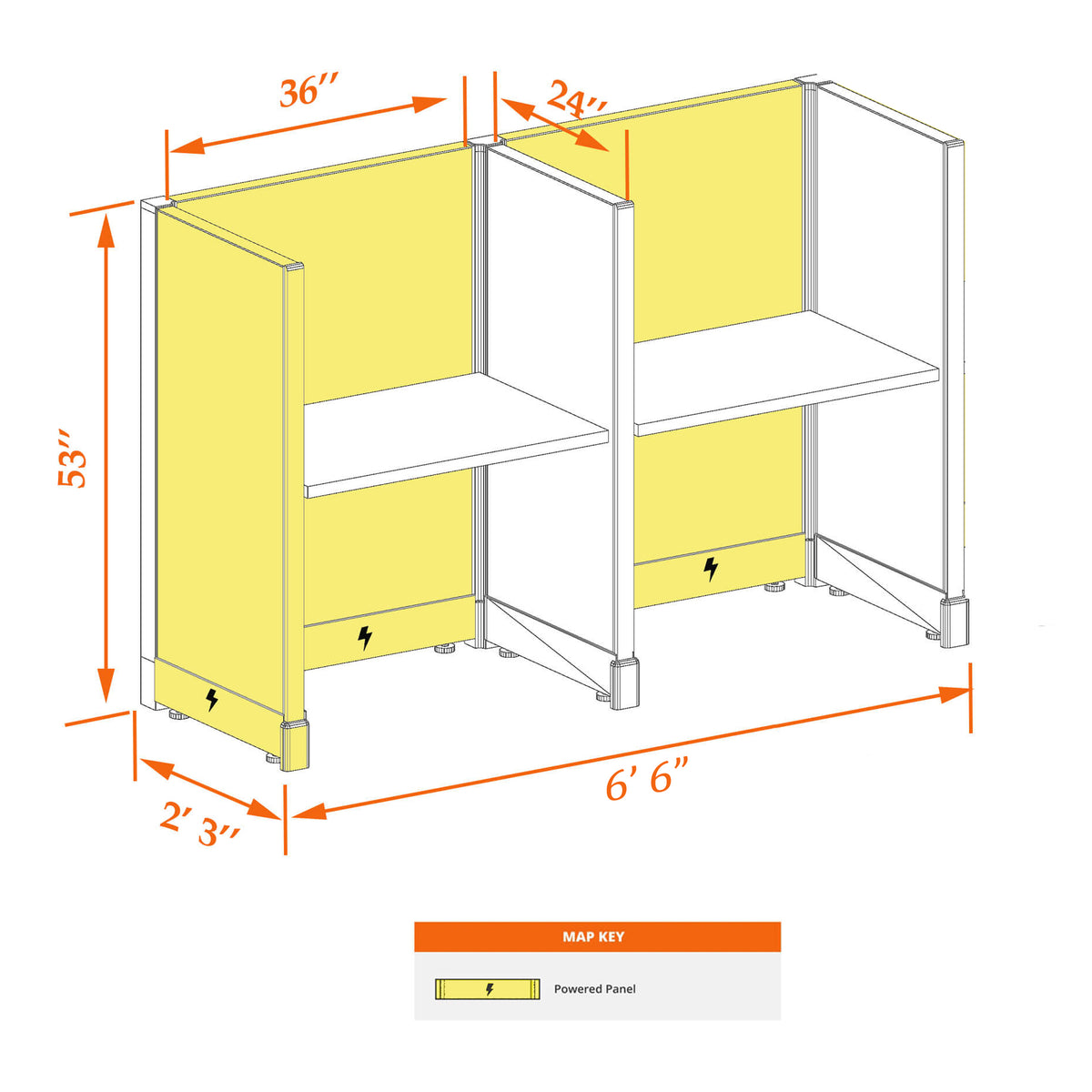 Call Center Cubicles 53H 2-Pack In-Line Powered
