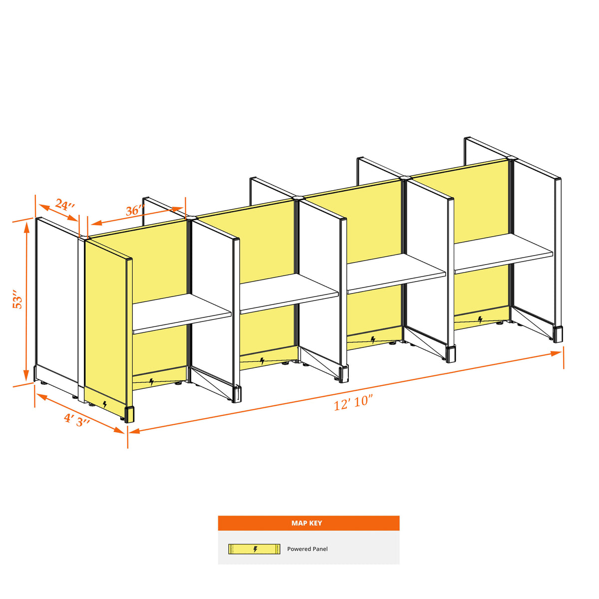 Call Center Cubicles 53H 8-Pack Cluster Powered