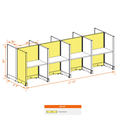 Call Center Cubicles 53H 8-Pack Cluster Powered