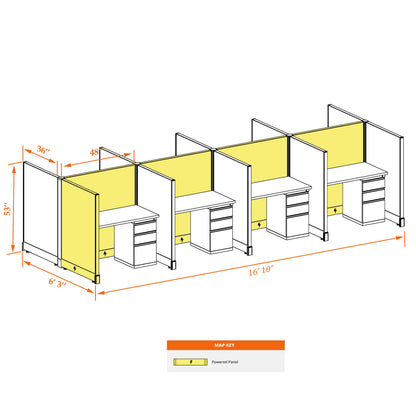Call Center Cubicles 53H 8-Pack Cluster Powered