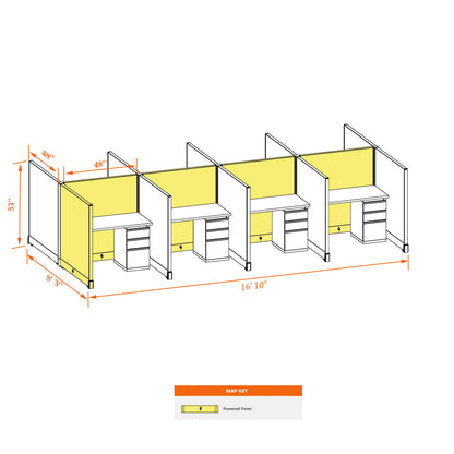 Call Center Cubicles 53H 8-Pack Cluster Powered
