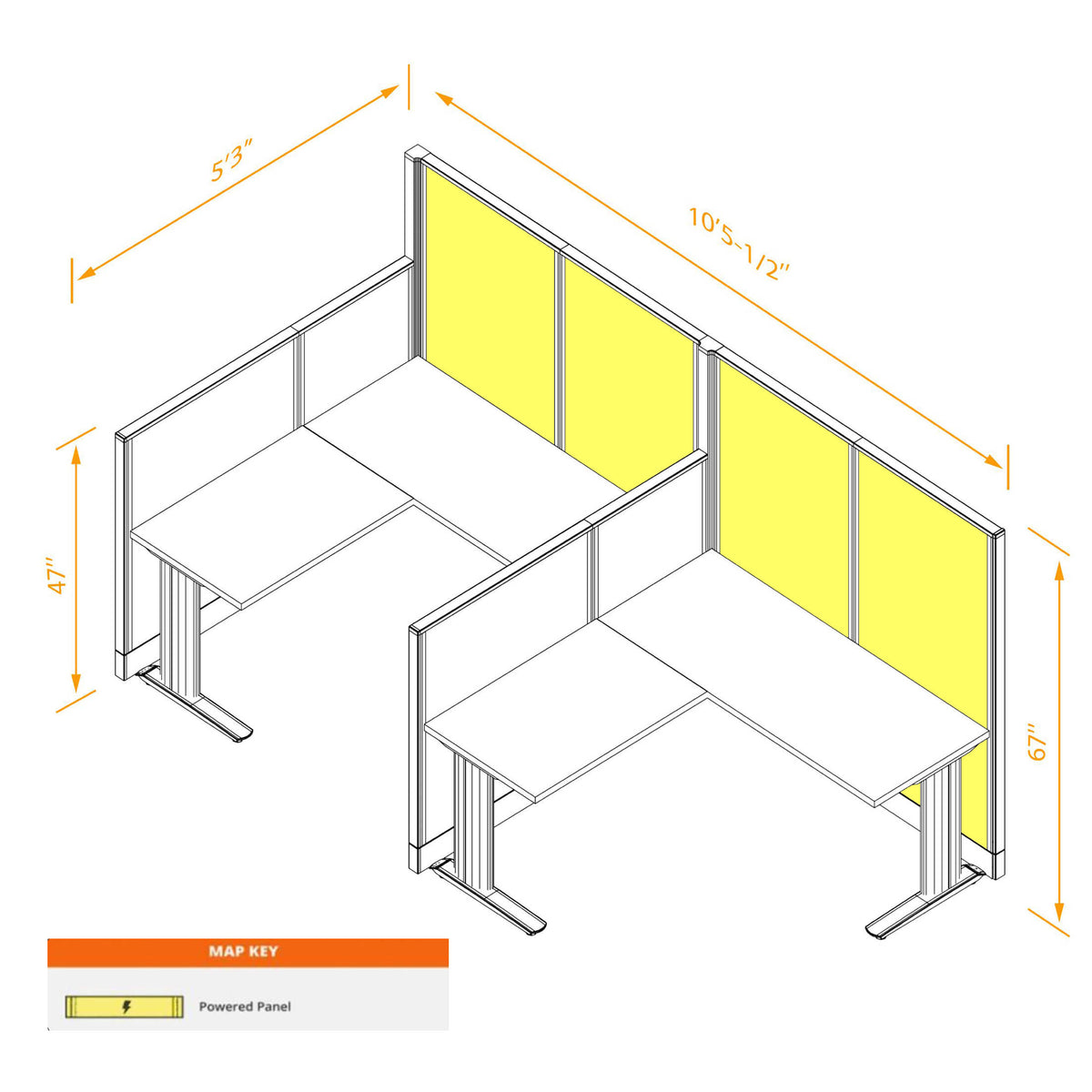 Cubicle Desks L-Shaped 2-Pack Powered