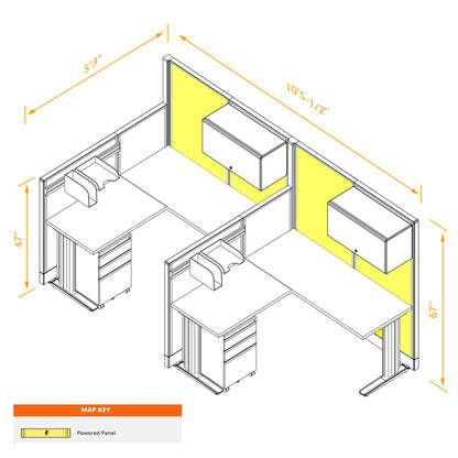 Cubicle Desks With Storage L-Shaped 2-Pack Powered