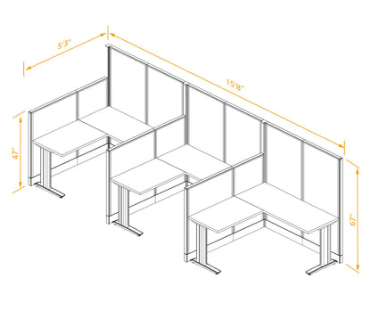 Cubicle Desks L-Shaped 3-Pack Non-Powered