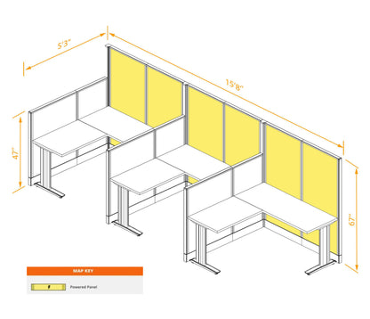 Cubicle-Desks L-Shaped 3-Pack Powered