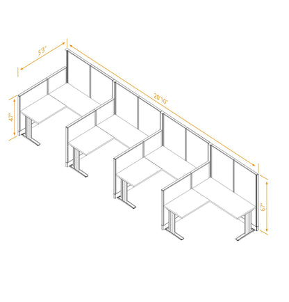 Cubicle Desks L-Shaped 4-Pack Non-Powered