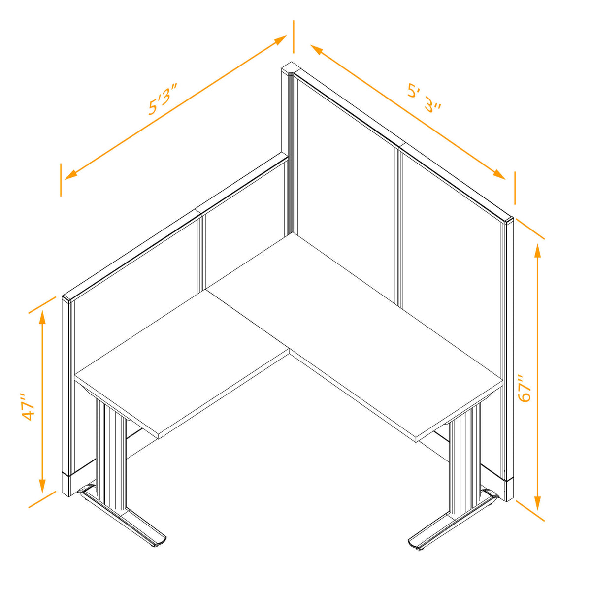 Cubicle Desks L-Shaped Non-Powered