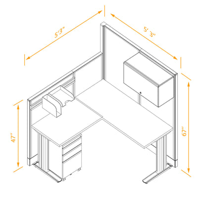 Cubicle Desks With Storage L-Shaped Non-Powered