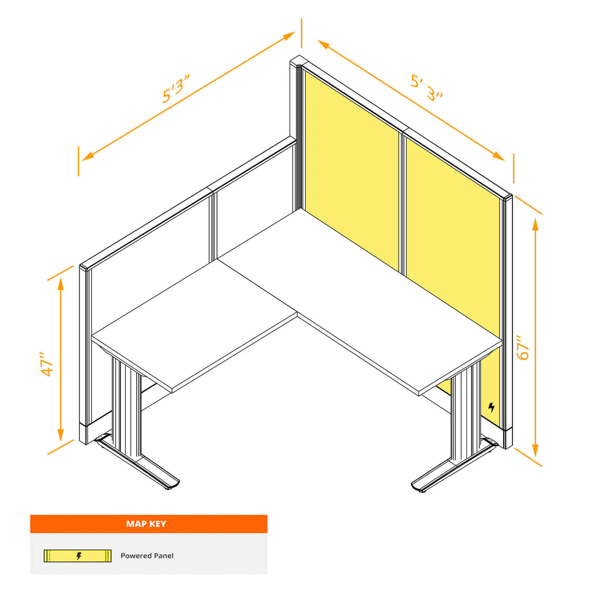 Cubicle Desks L-Shaped Powered
