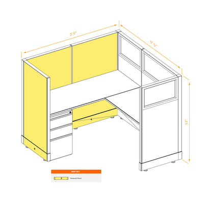 L-Shaped Cubicles Partial Glass 53H Powered