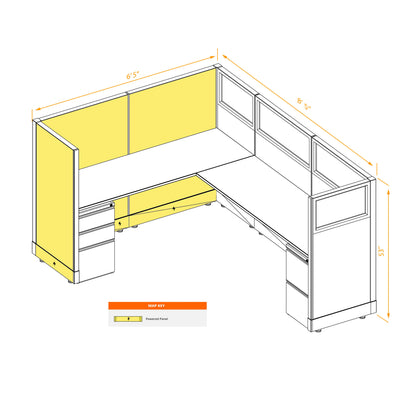 L-Shaped Cubicles Partial Glass 53H Powered