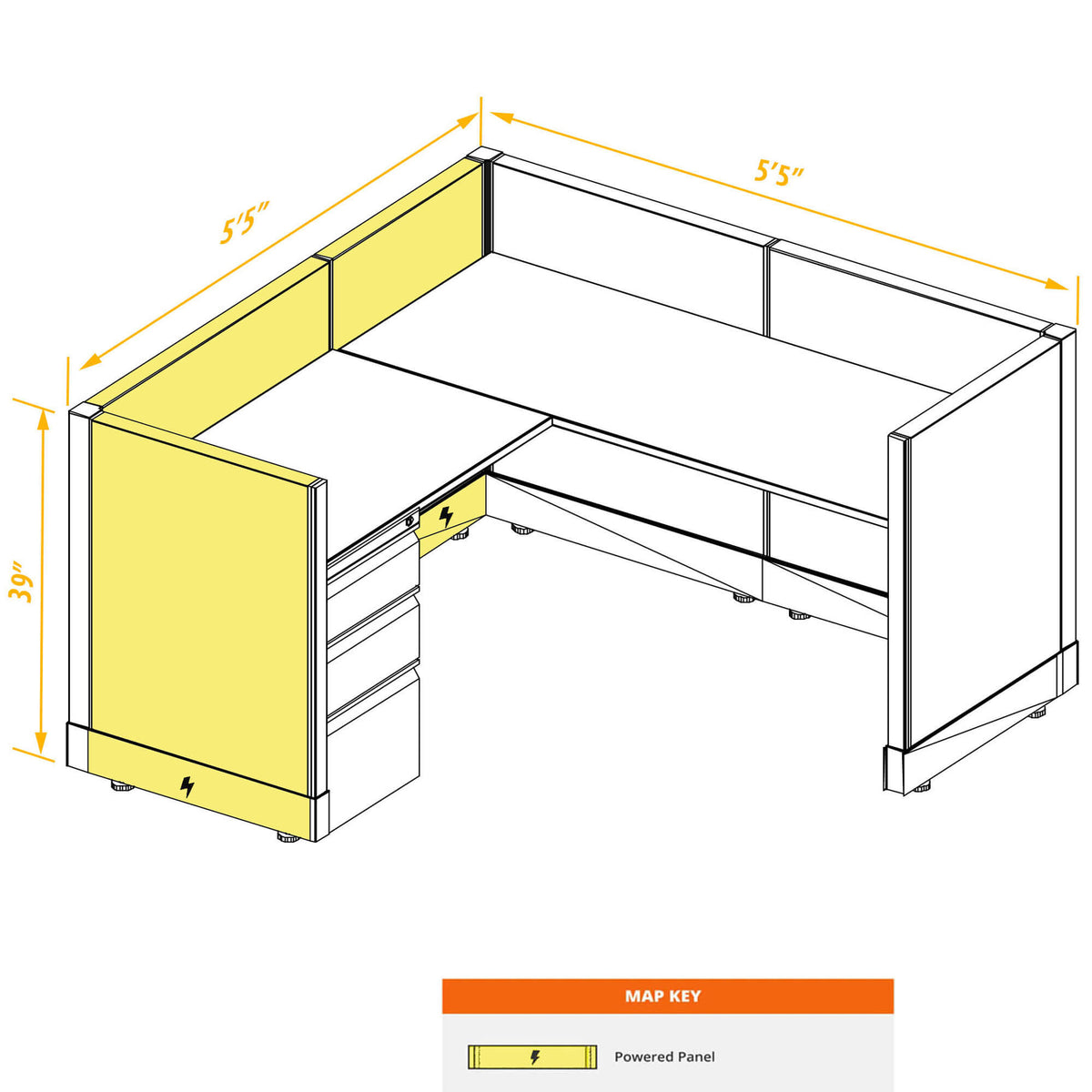 L-Shaped Cubicles 39H Powered