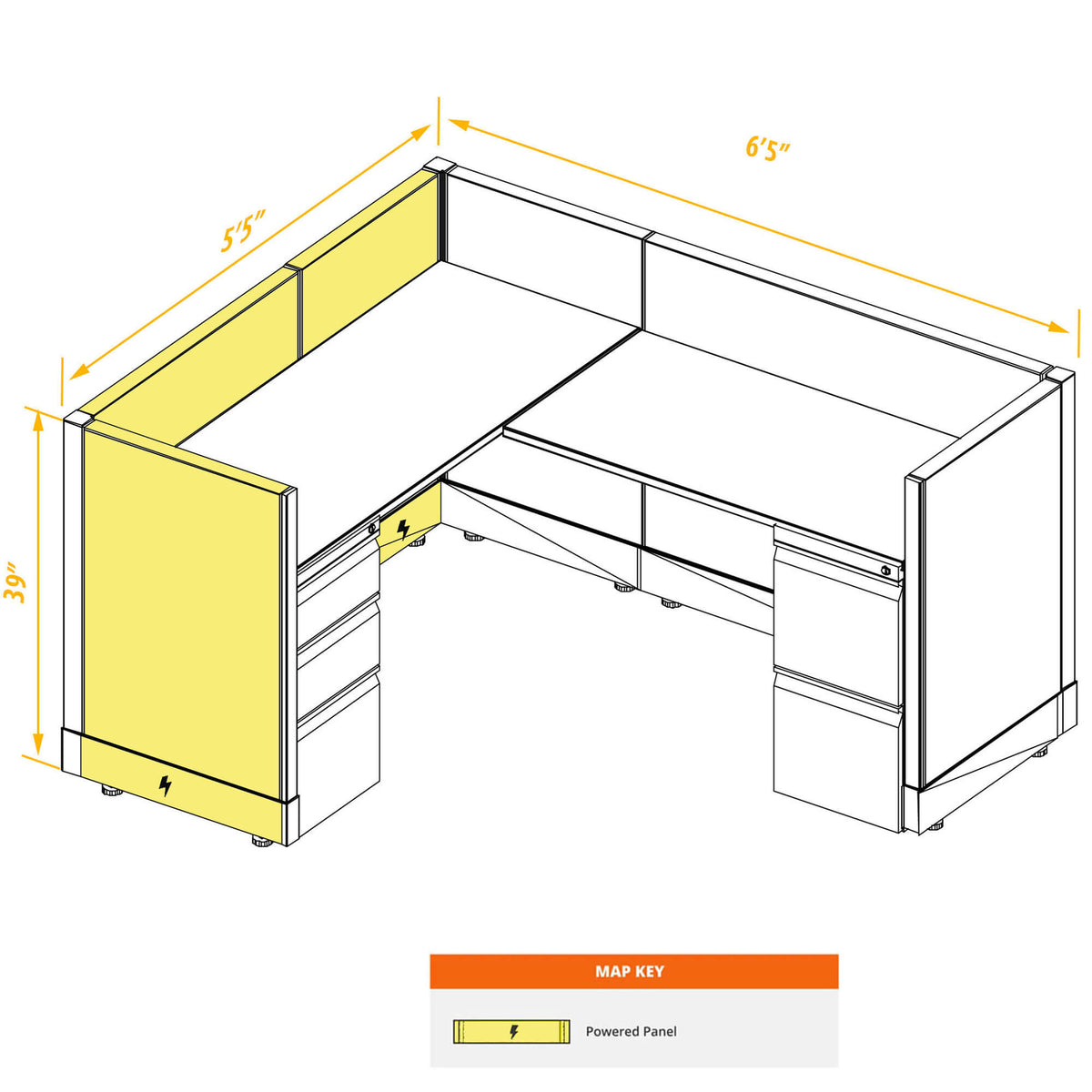 L-Shaped Cubicles 39H Powered