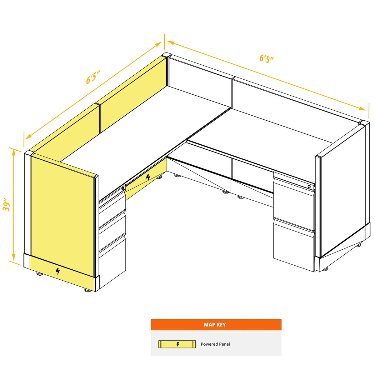L-Shaped Cubicles 39H Powered