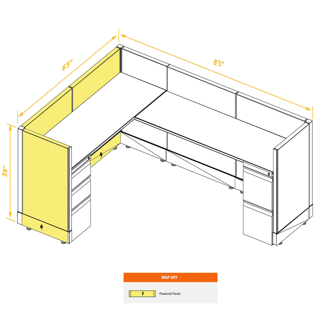 L-Shaped Cubicles 39H Powered