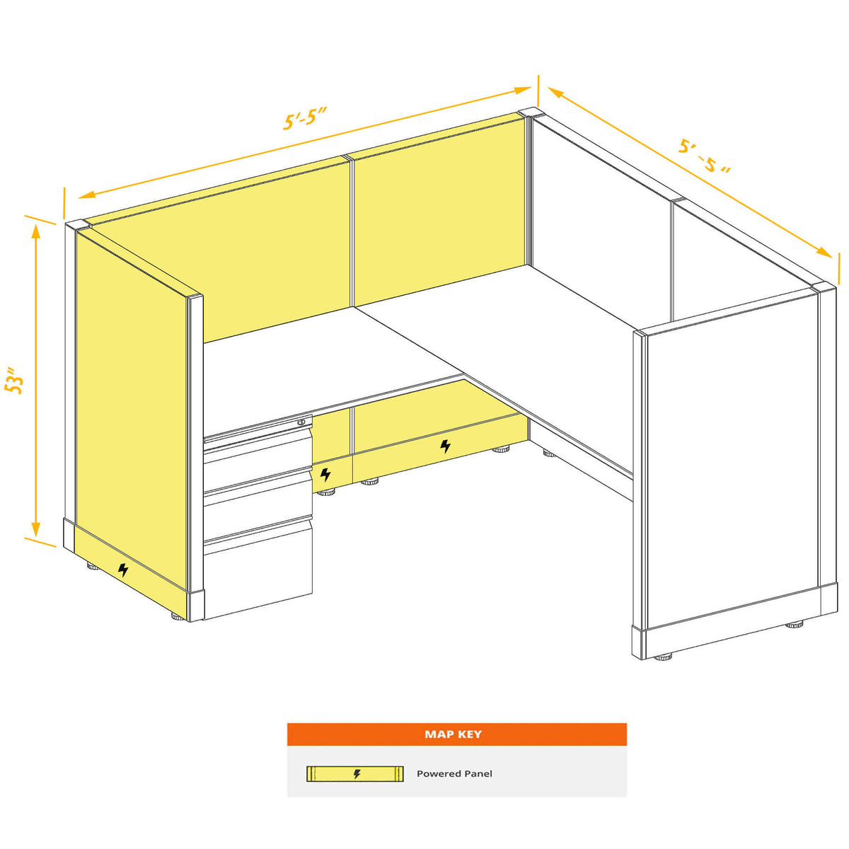 L-Shaped Cubicles 53H Powered