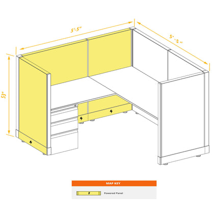 L-Shaped Cubicles 53H Powered