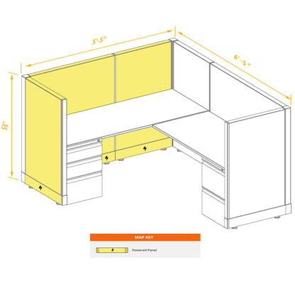 L-Shaped Cubicles 53H Powered