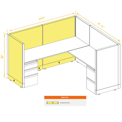 L-Shaped Cubicles 53H Powered