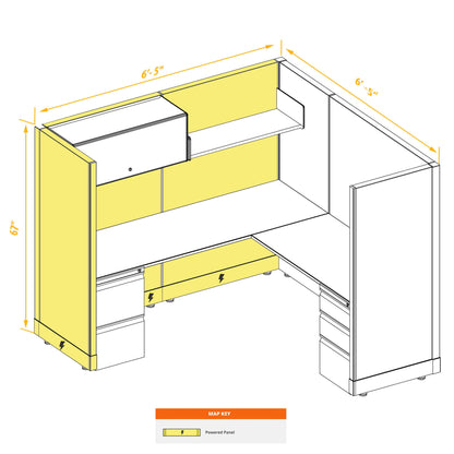 L-Shaped Cubicles 67H Powered