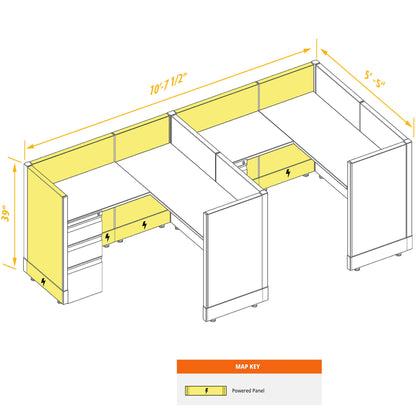 L-Shaped Cubicles 39H 2-Pack In-Line Powered