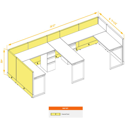 L-Shaped Cubicles 39H 2-Pack Bullpen Powered