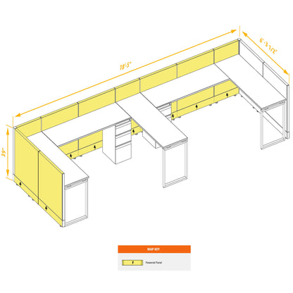 L-Shaped Cubicles 39H 2-Pack Bullpen Powered