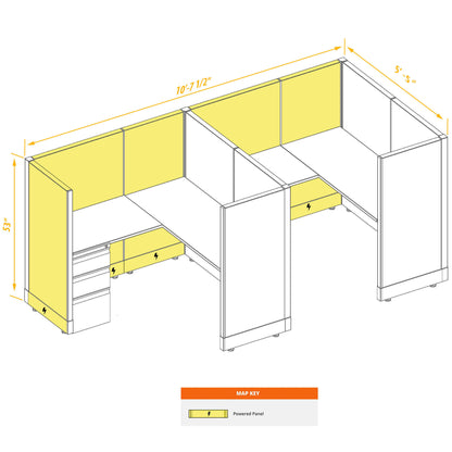 L-Shaped Cubicles 53H 2-Pack In-Line Powered