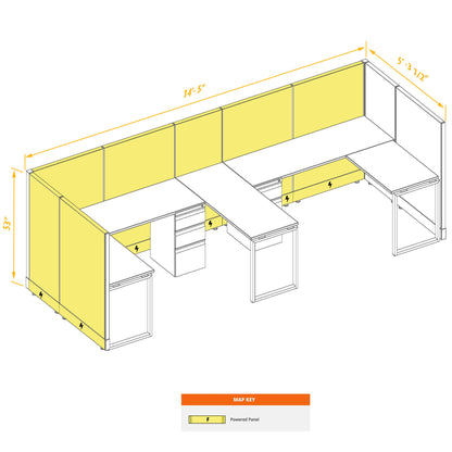 L-Shaped Cubicles 53H 2-Pack Bullpen Powered