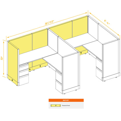 L-Shaped Cubicles 53H 2-Pack In-Line Powered