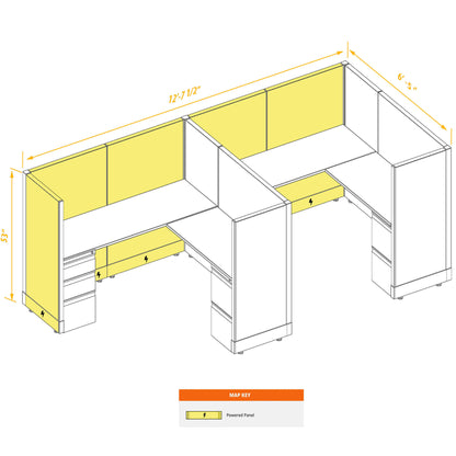 L-Shaped Cubicles 53H 2-Pack In-Line Powered