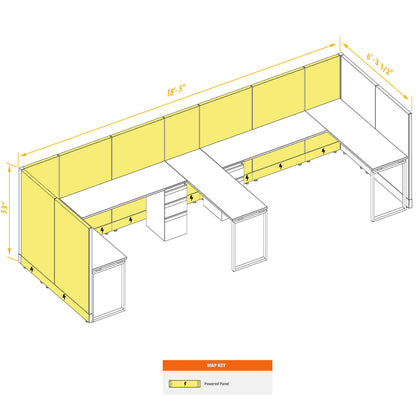 L-Shaped Cubicles 53H 2-Pack Bullpen Powered